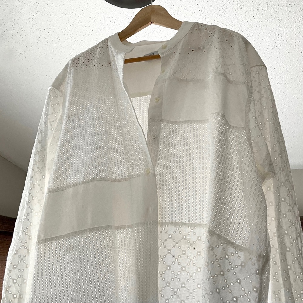 Closed, Nwot Eyelet Patchwork Button Down. White,… - image 5